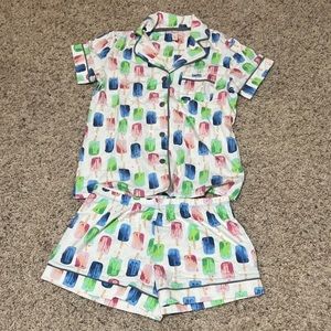 MAE Women's Sleepwear Notch Collar Short Pajama Set Popsicle Print Small